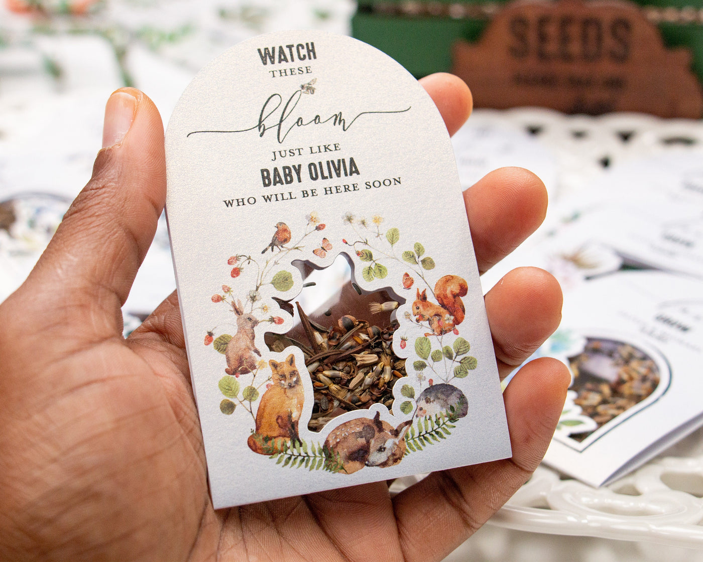 Woodland Theme Baby Shower Seed Packet Favor